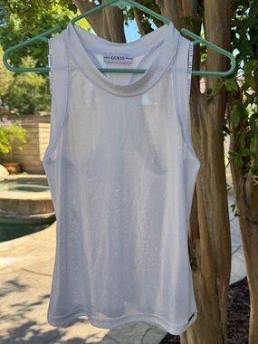 Guess White Ribbed Sleeveless Tank